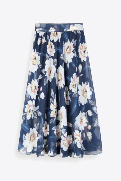 Full Size Floral Tie-Waist Skirt - Olive Ave
