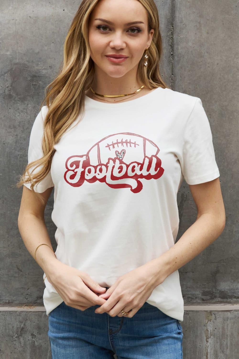 Full Size FOOTBALL Graphic Cotton Tee - Olive Ave