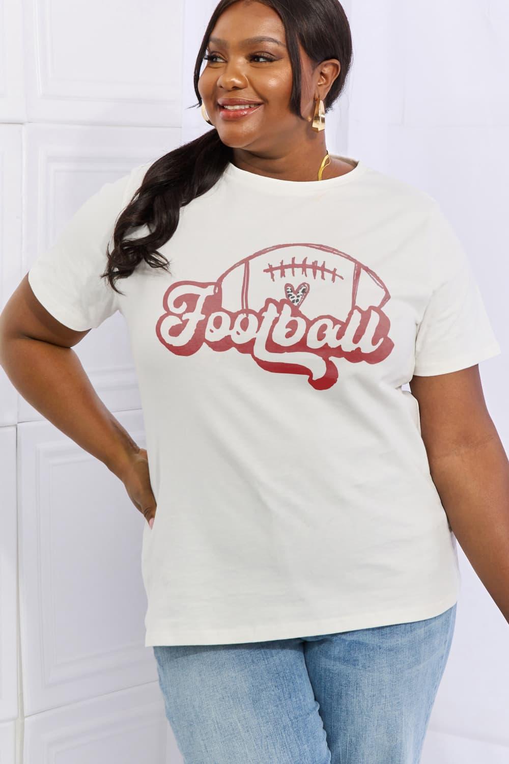 Full Size FOOTBALL Graphic Cotton Tee - Olive Ave