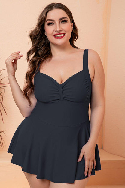 Full Size Gathered Detail Swim Dress - Olive Ave