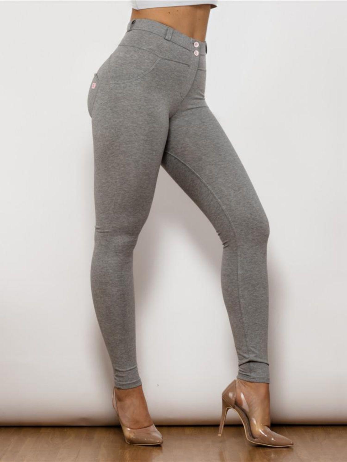 Full Size High Waist Leggings in Gray - Olive Ave