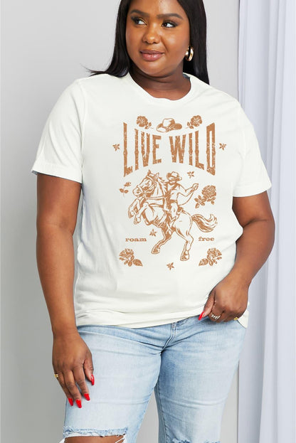 Full Size LIVE WILD ROAM FREE Graphic Tee - Olive Ave