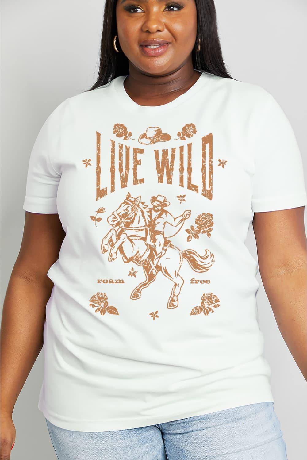 Full Size LIVE WILD ROAM FREE Graphic Tee - Olive Ave