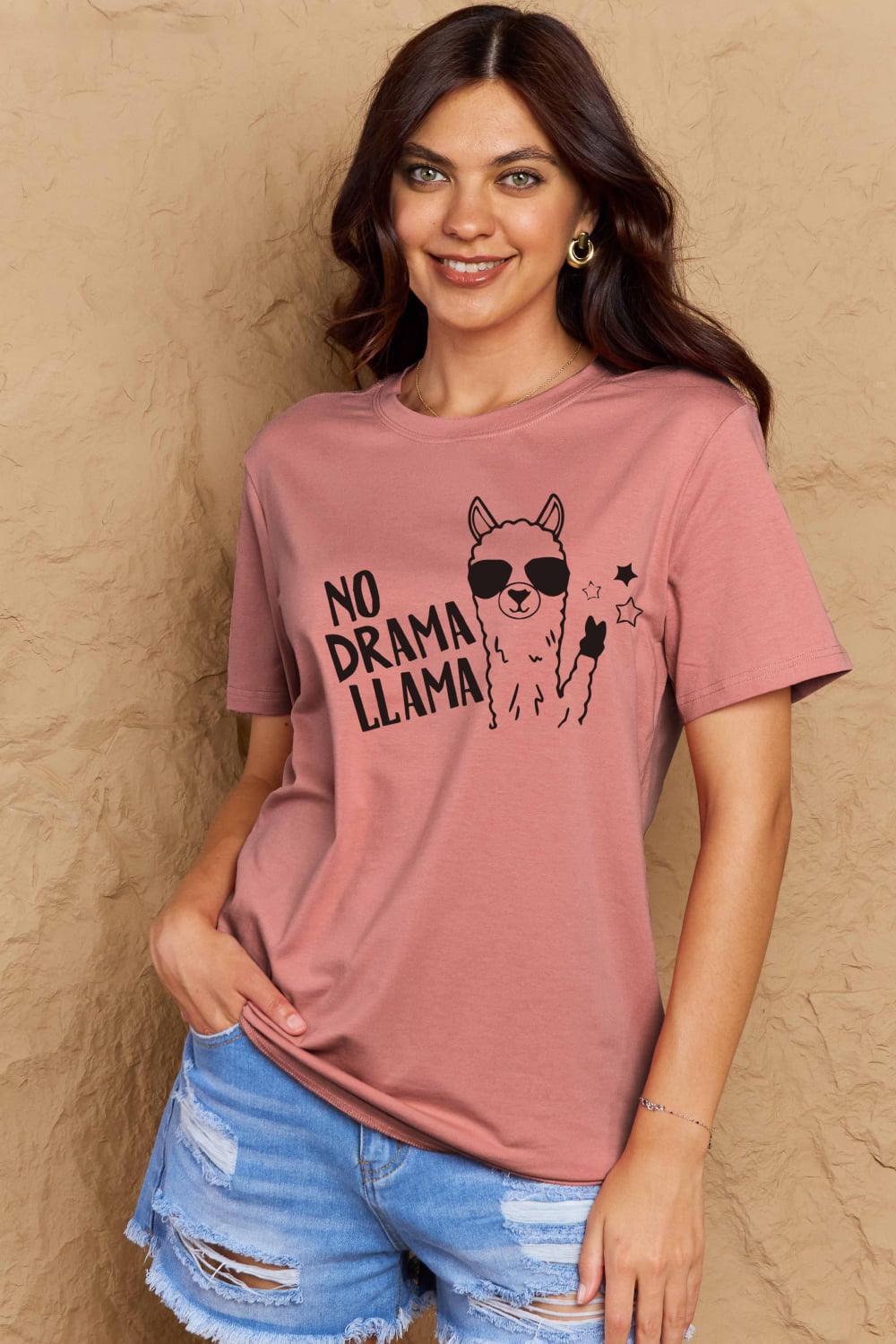 Full Size NO DRAMA LLAMA Graphic Cotton Tee - Olive Ave