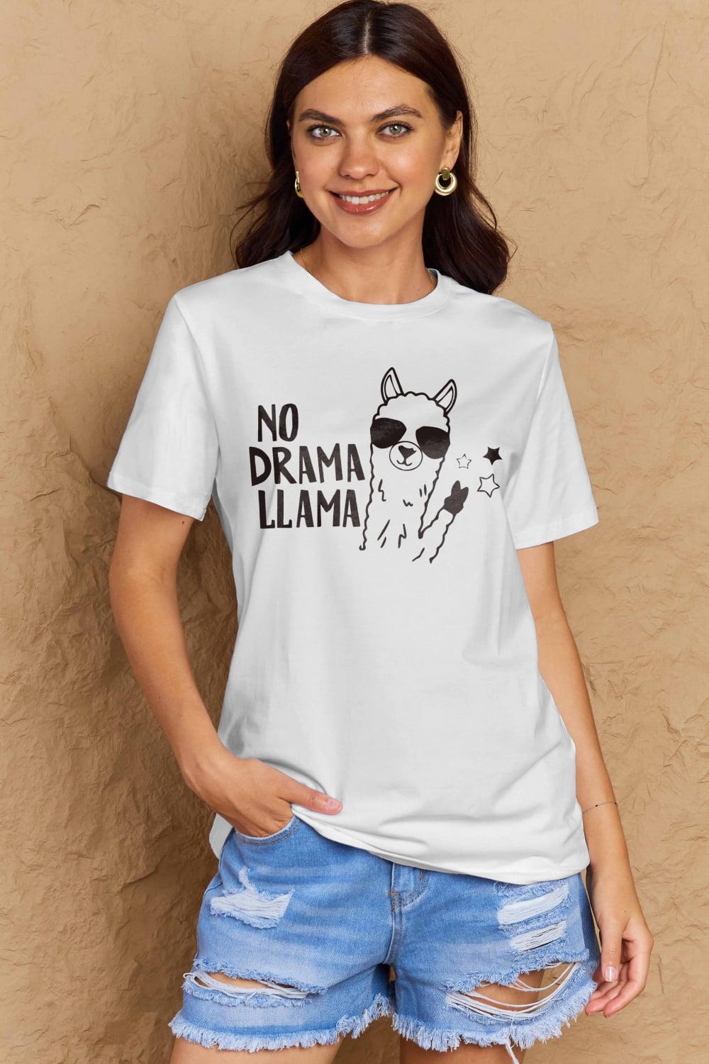 Full Size NO DRAMA LLAMA Graphic Cotton Tee - Olive Ave