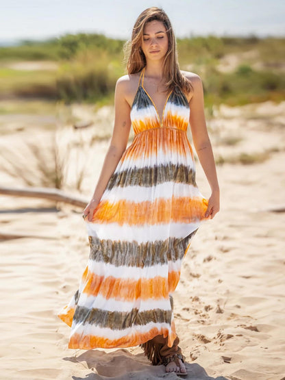 Full Size Tie-Dye Halter Sleeveless Dress in 3 Colors - Olive Ave