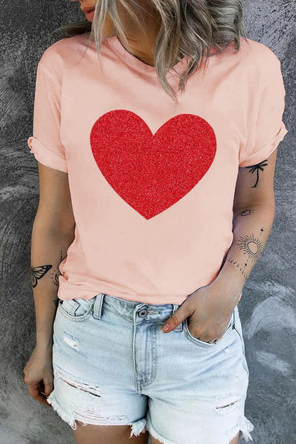 Glitter Heart Graphic T-Shirt - Olive Ave