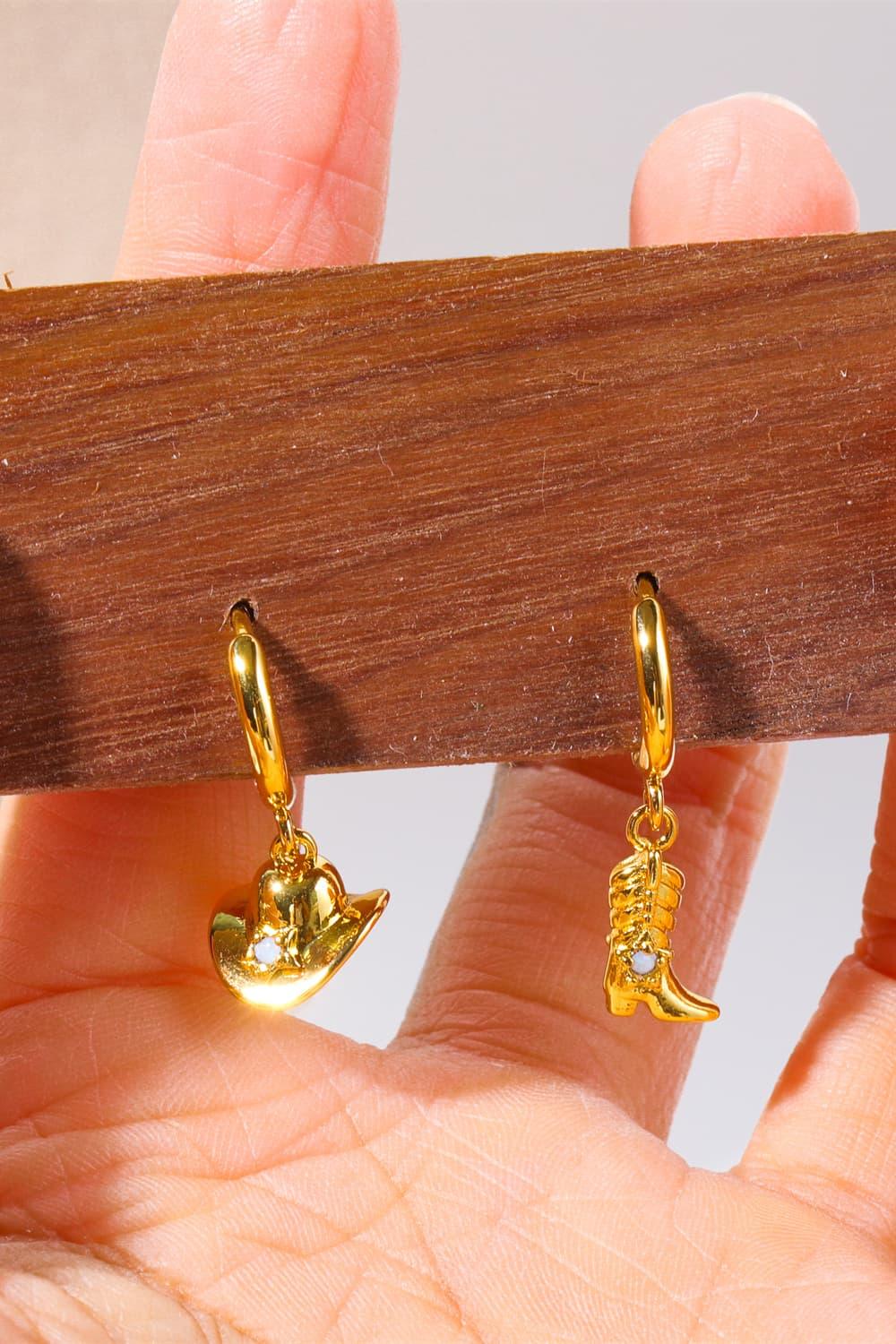 Hat & Boot Shape 14K Gold Plated Earrings - Olive Ave