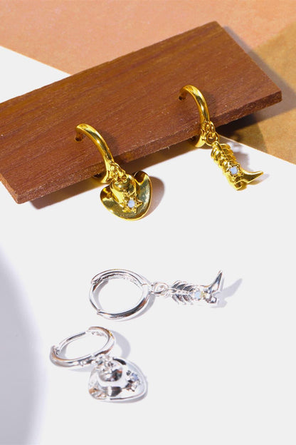 Hat & Boot Shape 14K Gold Plated Earrings - Olive Ave