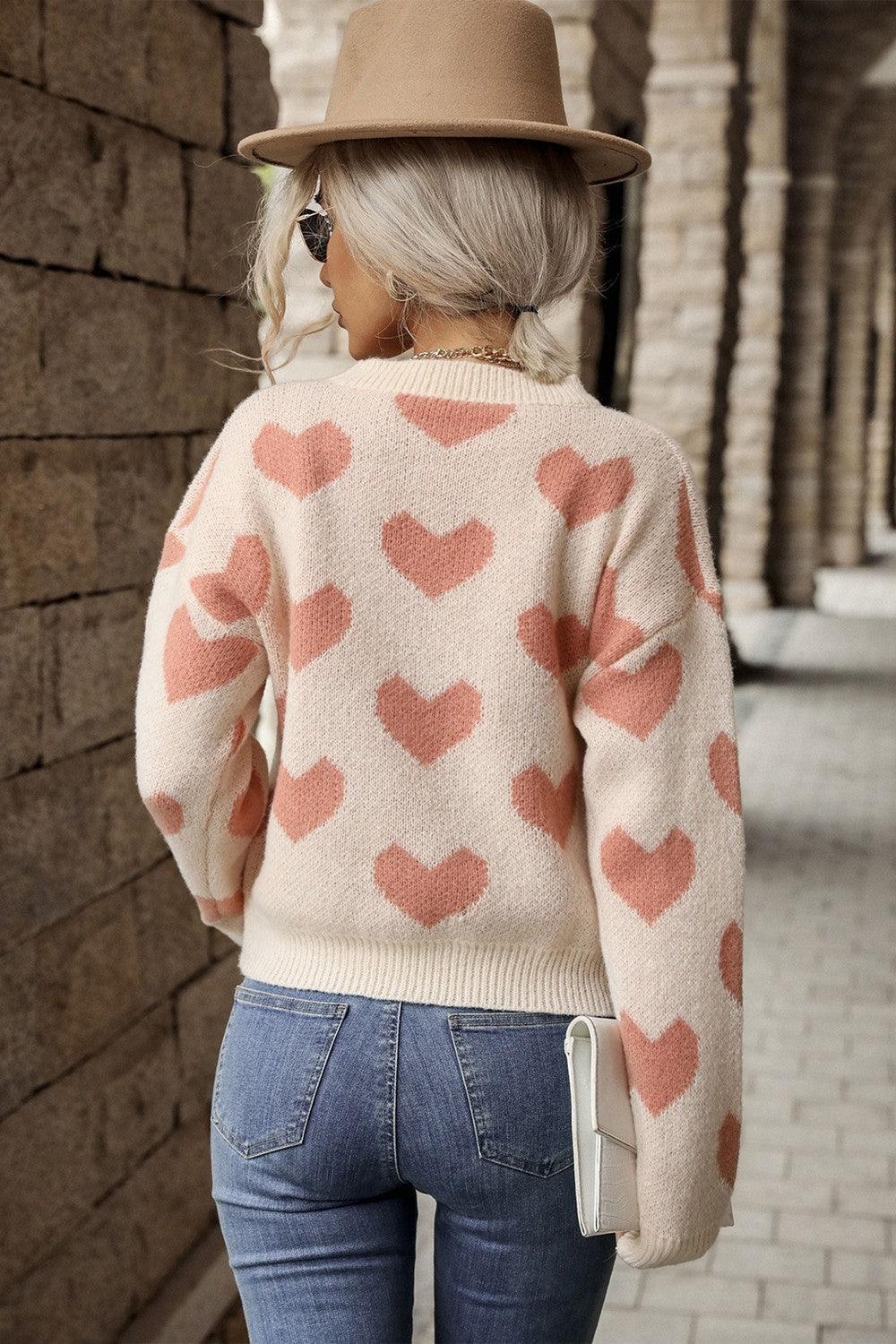 Heart Pattern Sweater - Olive Ave