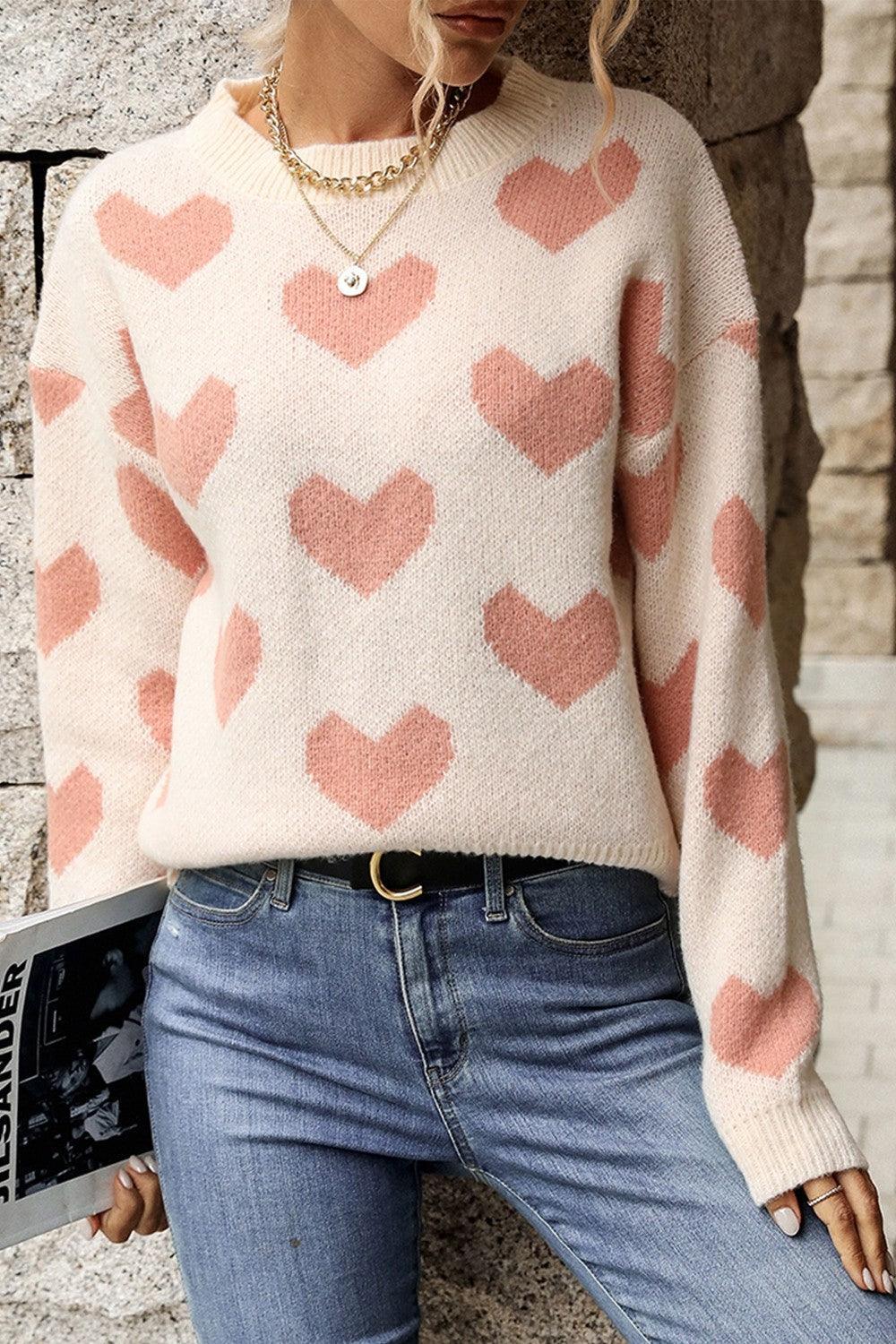 Heart Pattern Sweater - Olive Ave