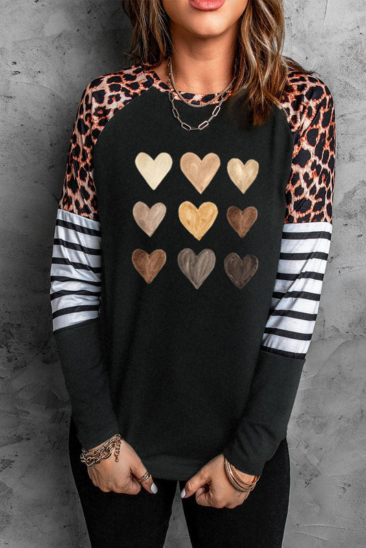 Hearts Long Sleeve Tee - Olive Ave