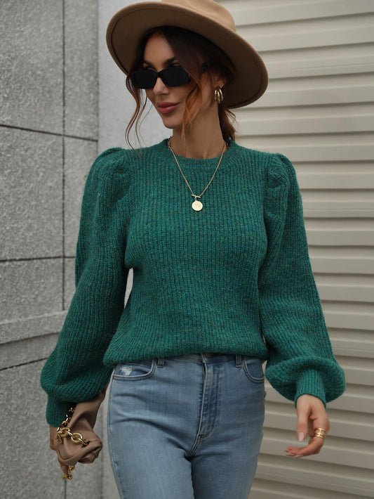 Heathered Rib-Knit Sweater - Olive Ave