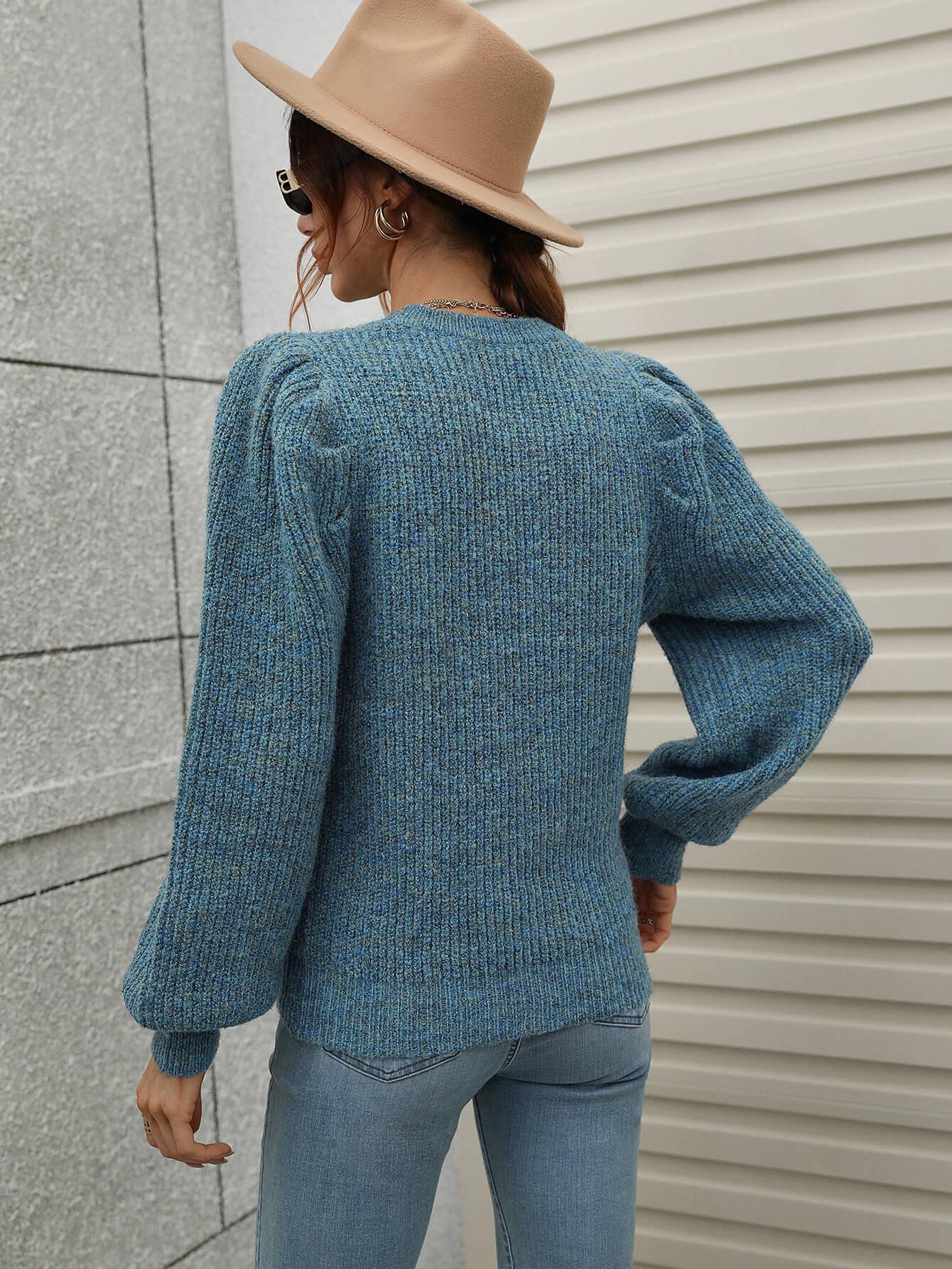 Heathered Rib-Knit Sweater - Olive Ave