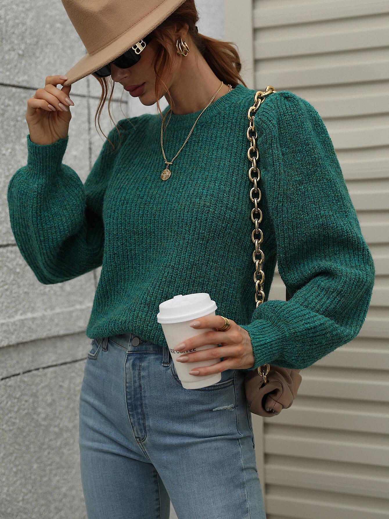 Heathered Rib-Knit Sweater - Olive Ave