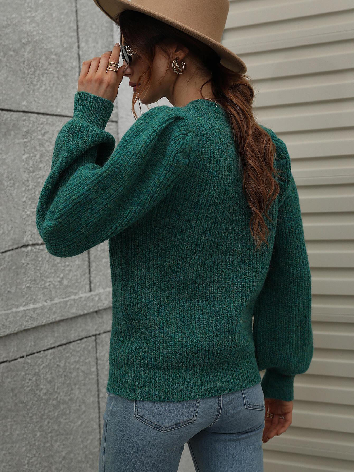 Heathered Rib-Knit Sweater - Olive Ave