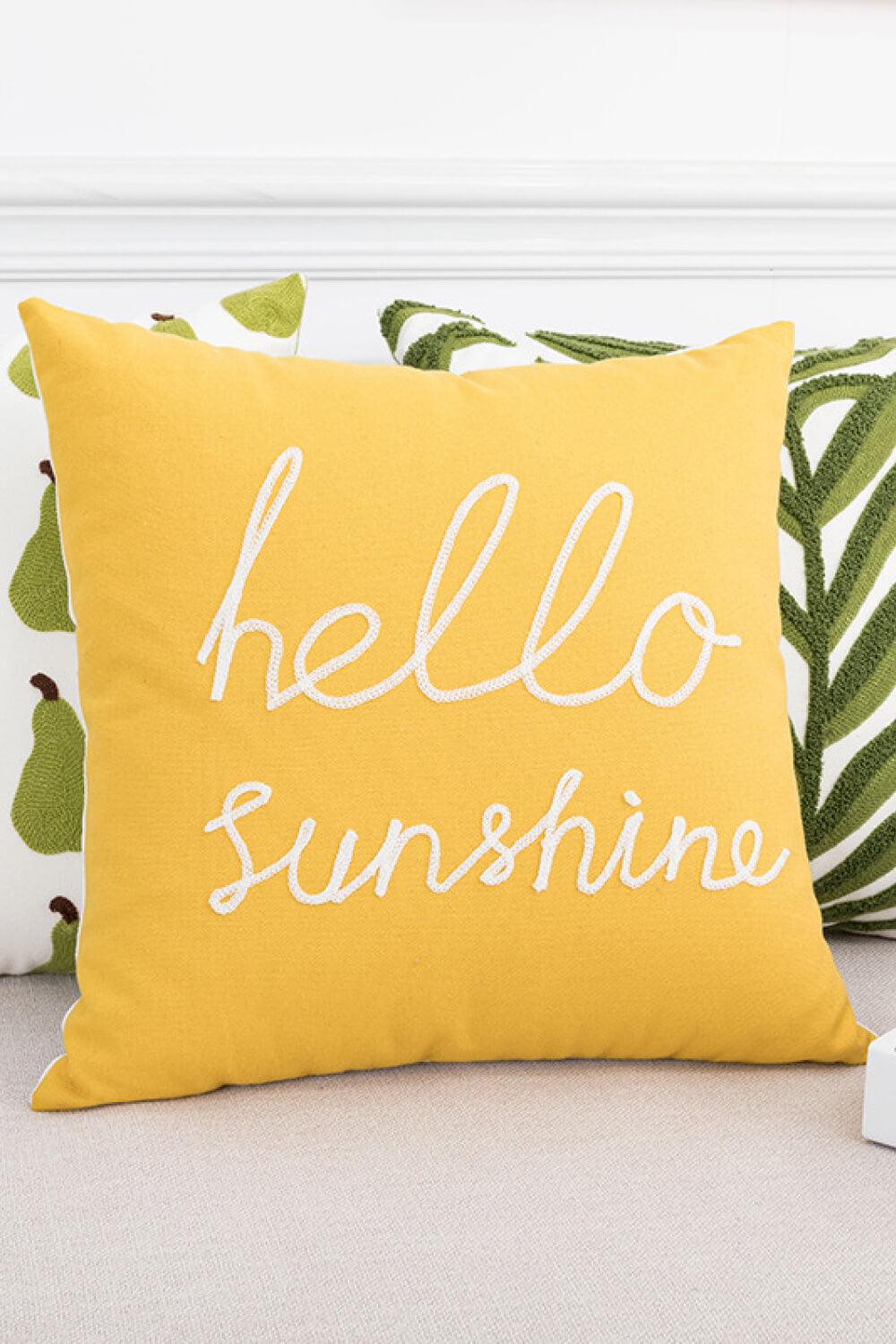 Hello Sunshine Punch-Needle Decorative Throw Pillow Case - Olive Ave