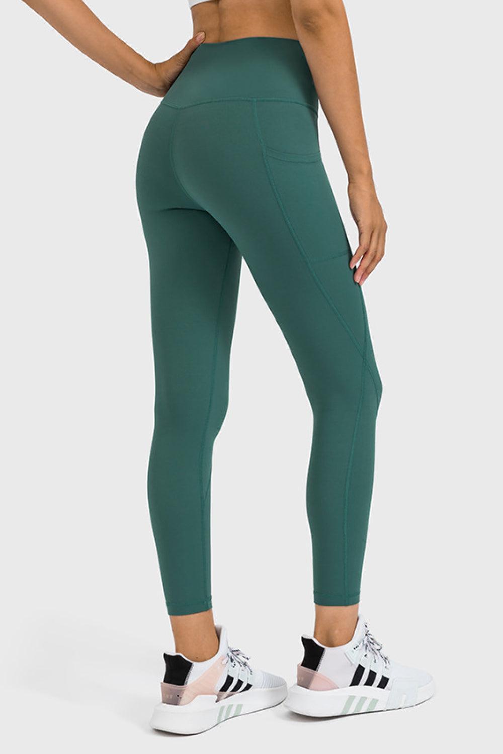 High Rise Yoga Leggings with Side Pocket - Olive Ave