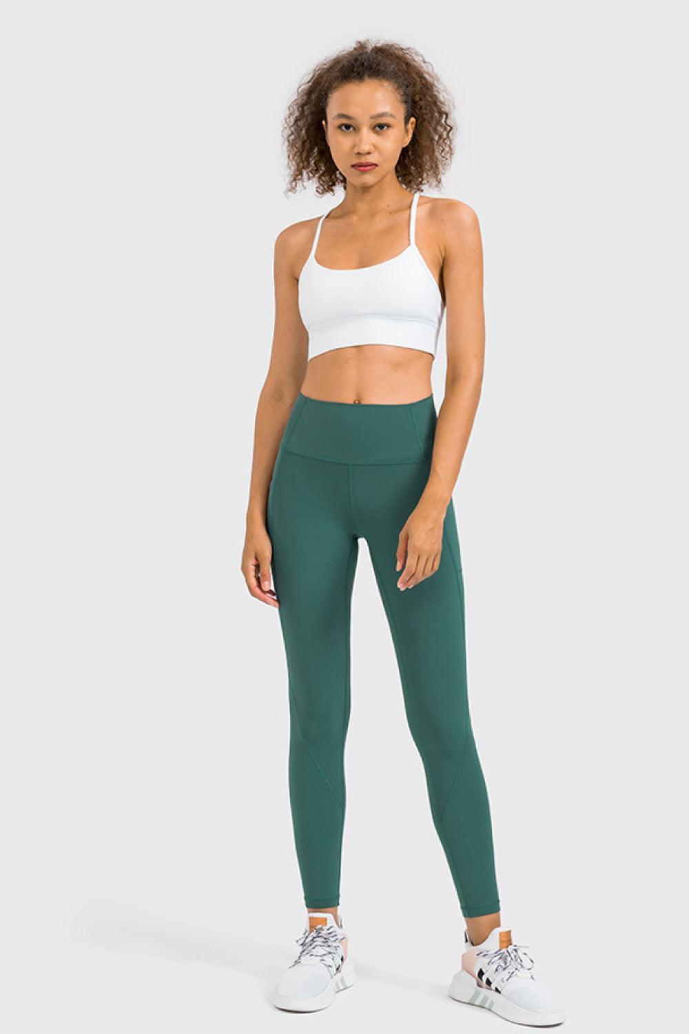 High Rise Yoga Leggings with Side Pocket - Olive Ave