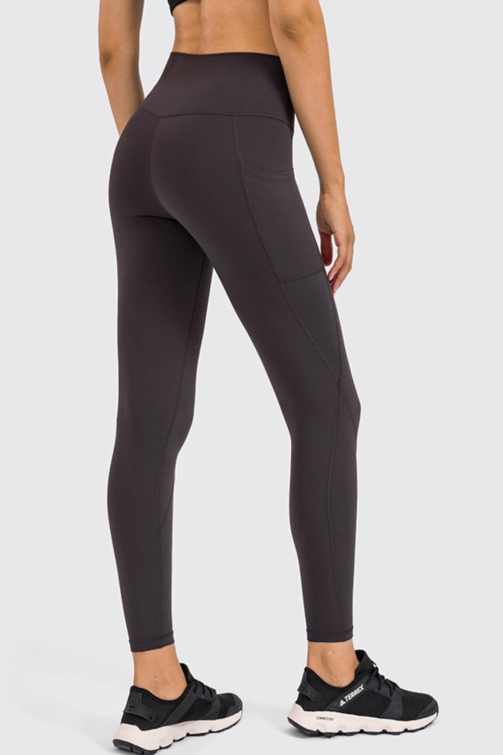 High Rise Yoga Leggings with Side Pocket - Olive Ave