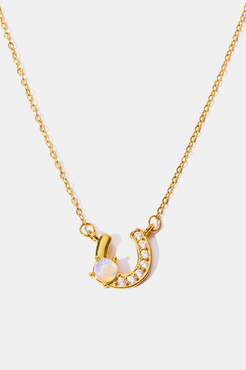 Horseshoe Shape 14K Gold Plated Pendant Necklace - Olive Ave