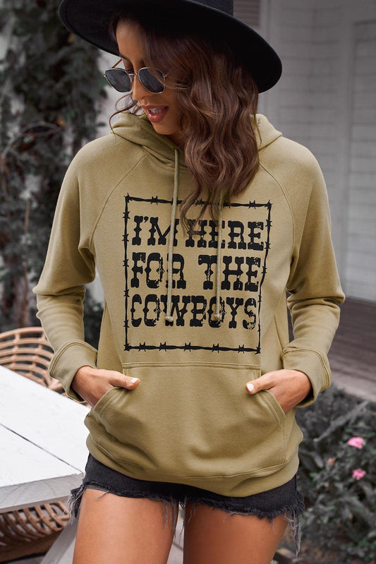 I'M HERE FOR THE COWBOYS Graphic Hoodie - Olive Ave