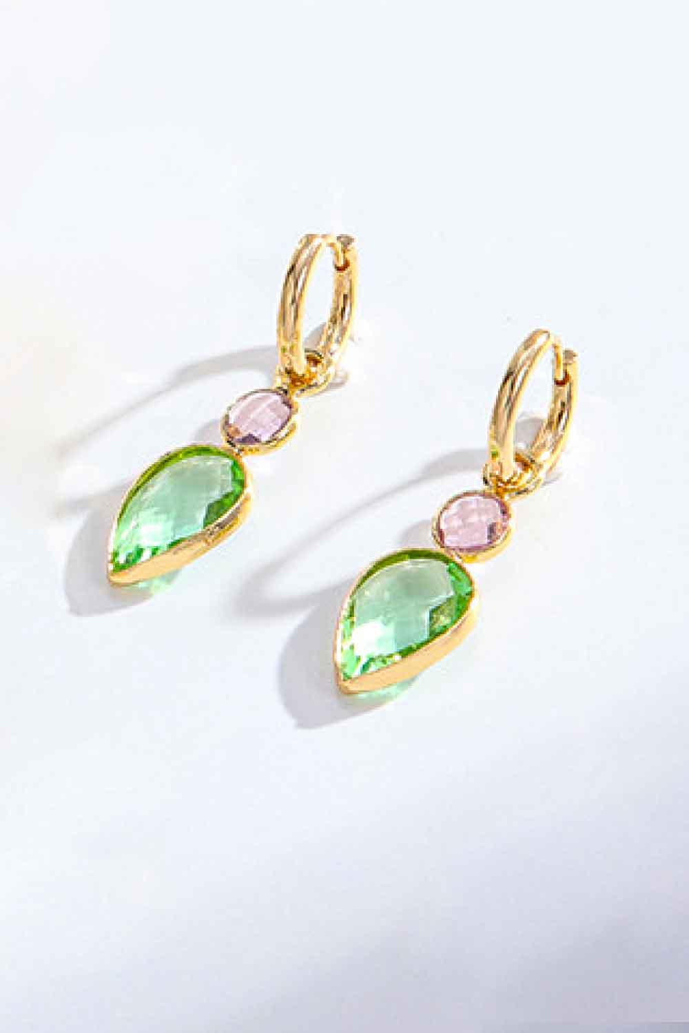 Inlaid Crystal Geometric Drop Earrings - Olive Ave