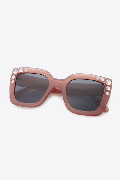 Inlaid Rhinestone Polycarbonate Sunglasses - Olive Ave