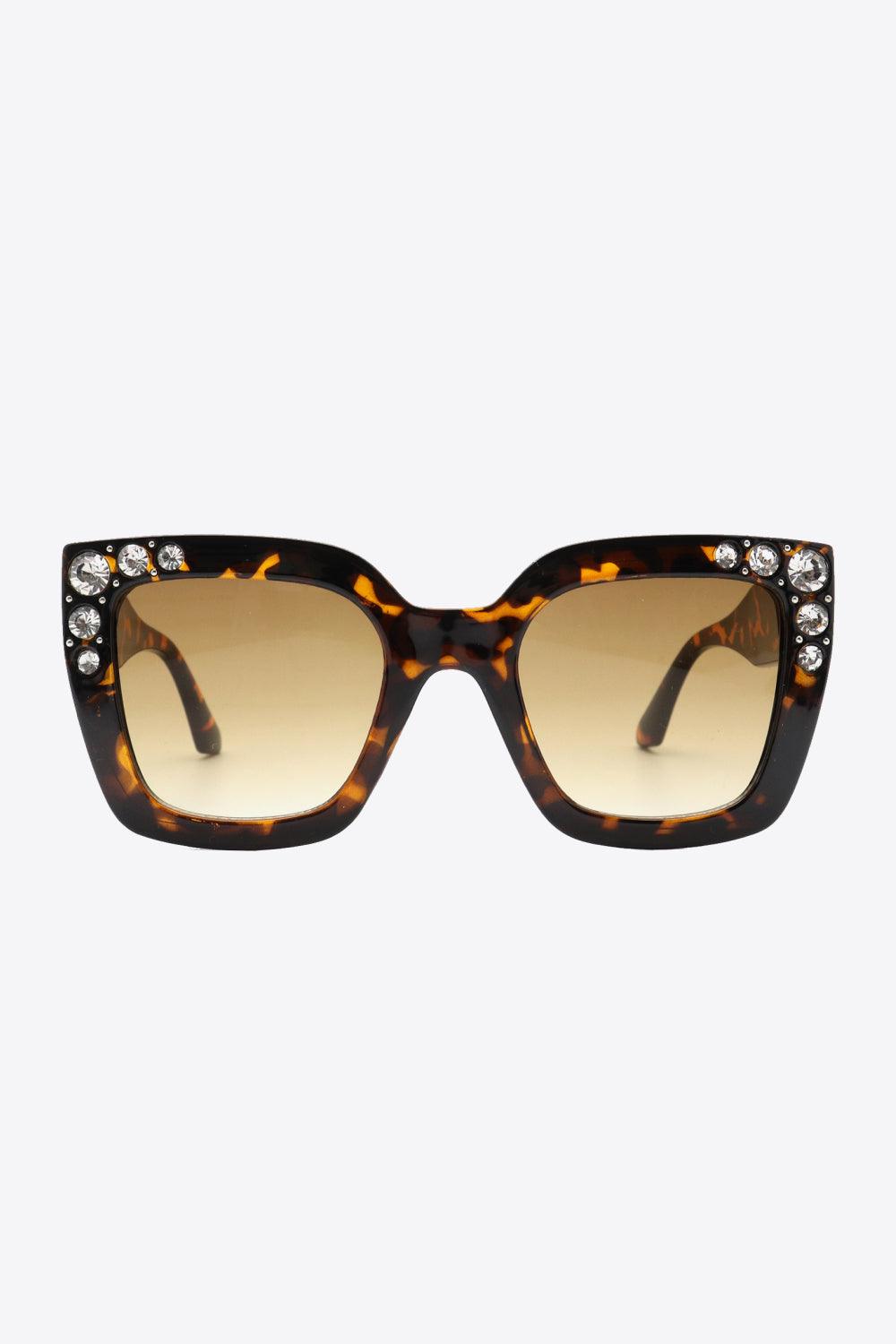 Inlaid Rhinestone Polycarbonate Sunglasses - Olive Ave