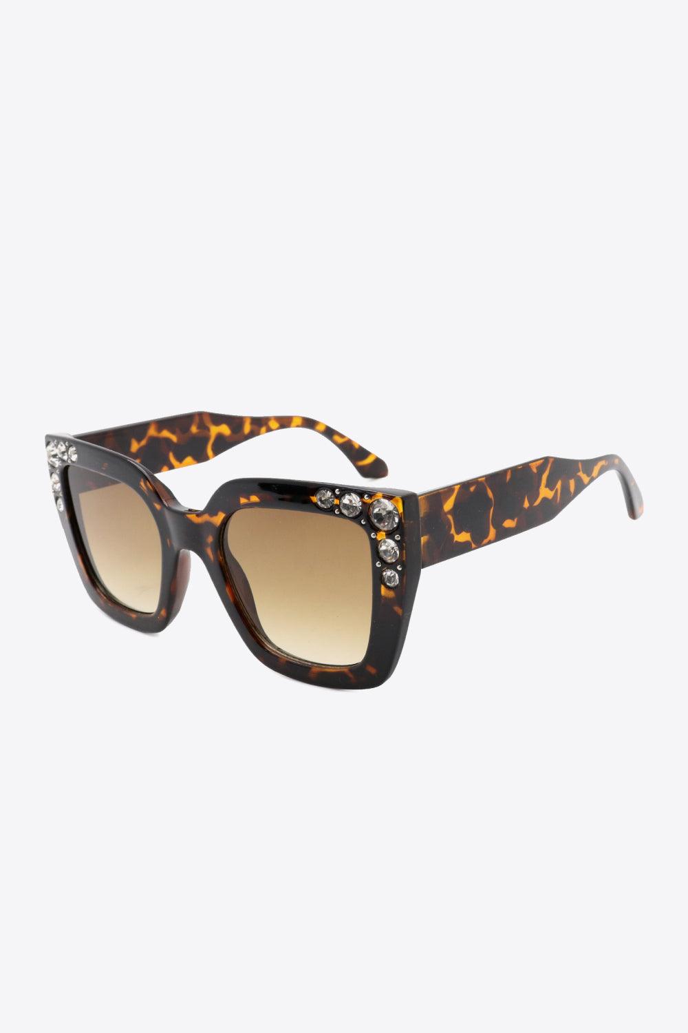 Inlaid Rhinestone Polycarbonate Sunglasses - Olive Ave