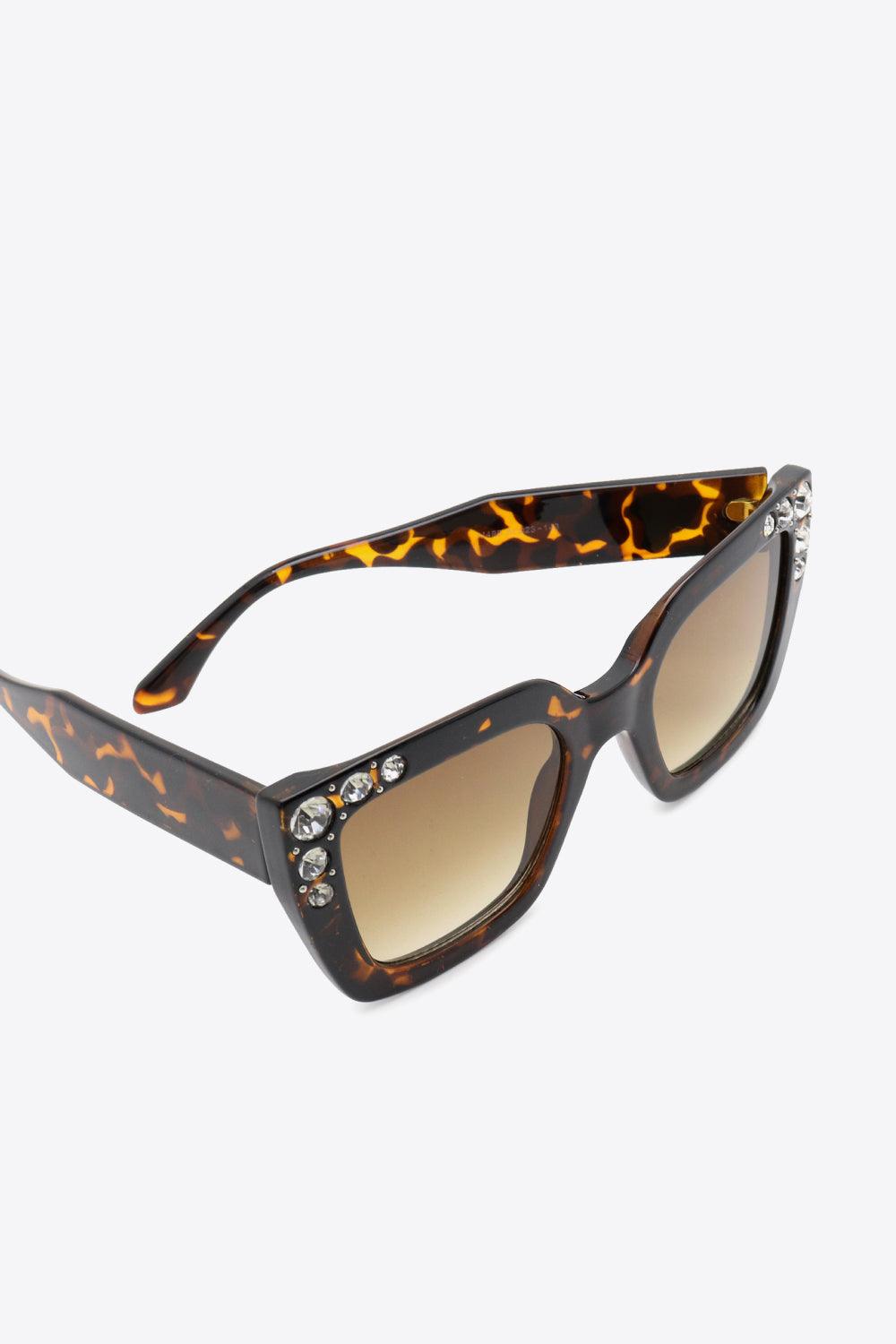 Inlaid Rhinestone Polycarbonate Sunglasses - Olive Ave