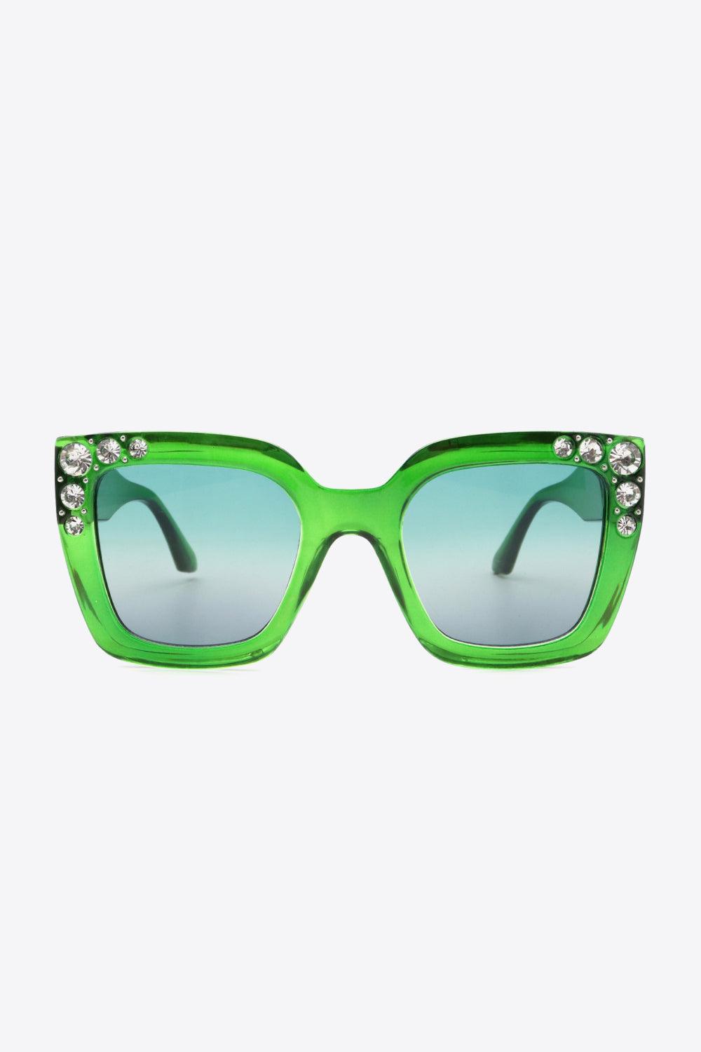 Inlaid Rhinestone Polycarbonate Sunglasses - Olive Ave