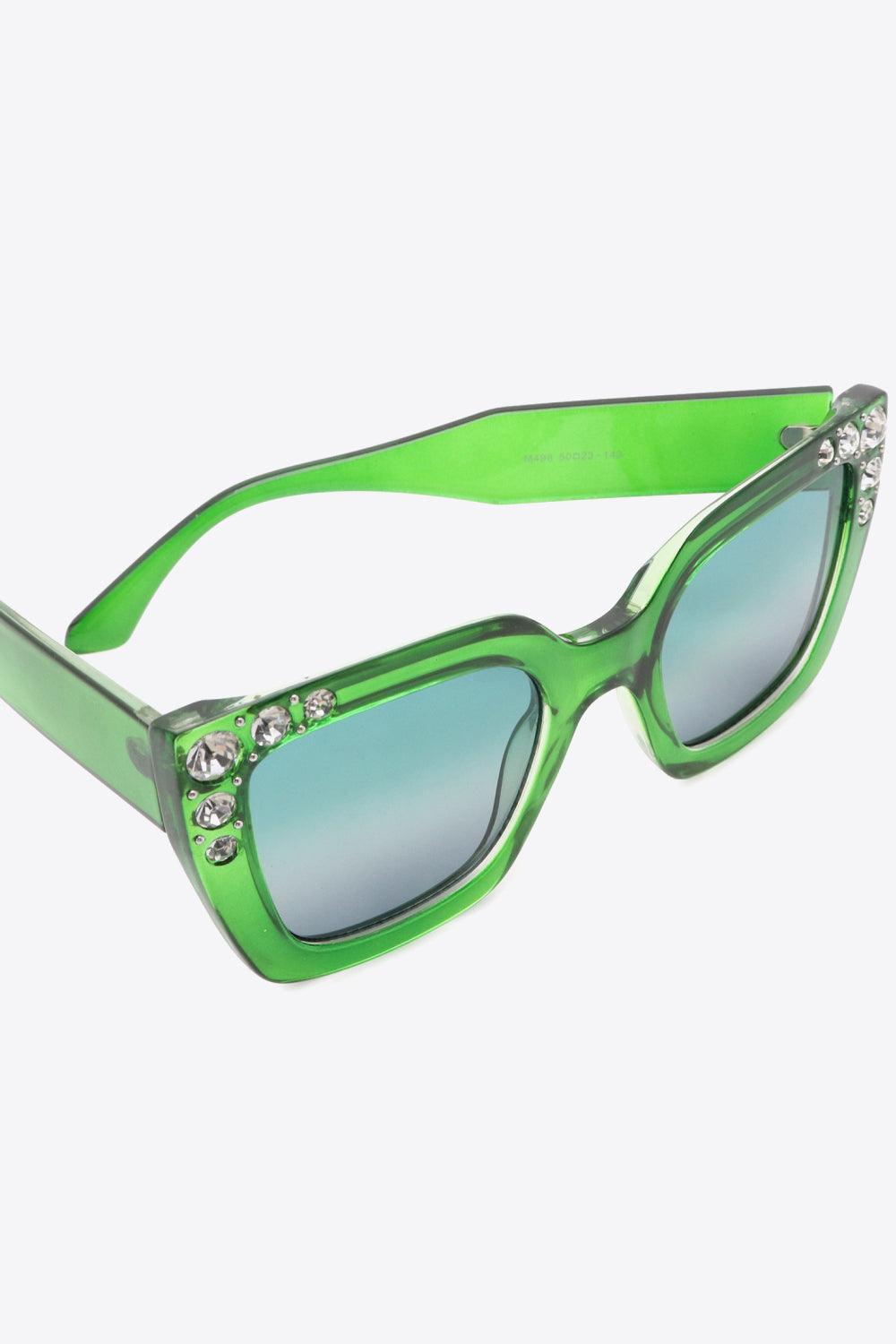 Inlaid Rhinestone Polycarbonate Sunglasses - Olive Ave