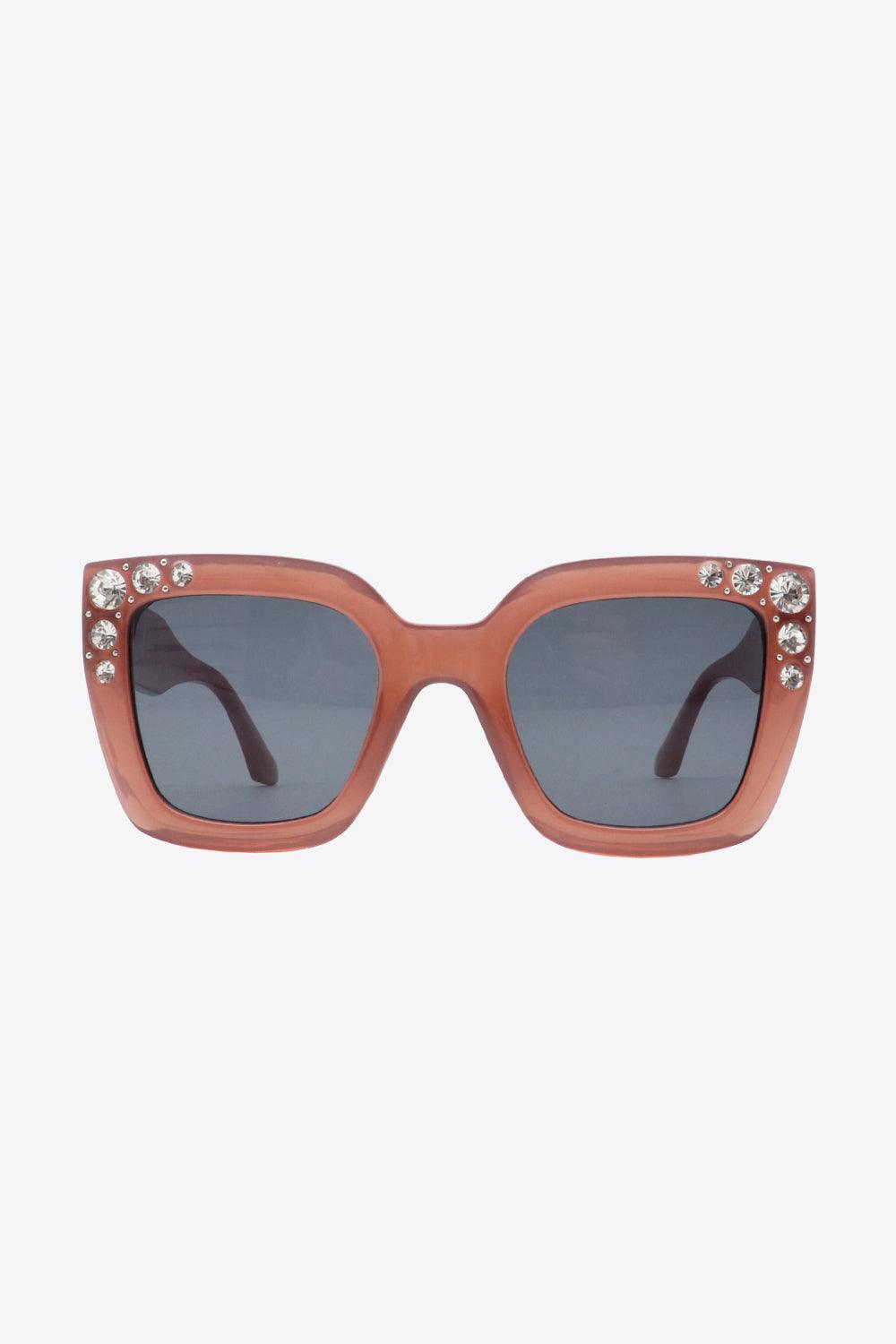 Inlaid Rhinestone Polycarbonate Sunglasses - Olive Ave