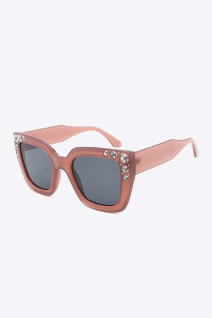 Inlaid Rhinestone Polycarbonate Sunglasses - Olive Ave