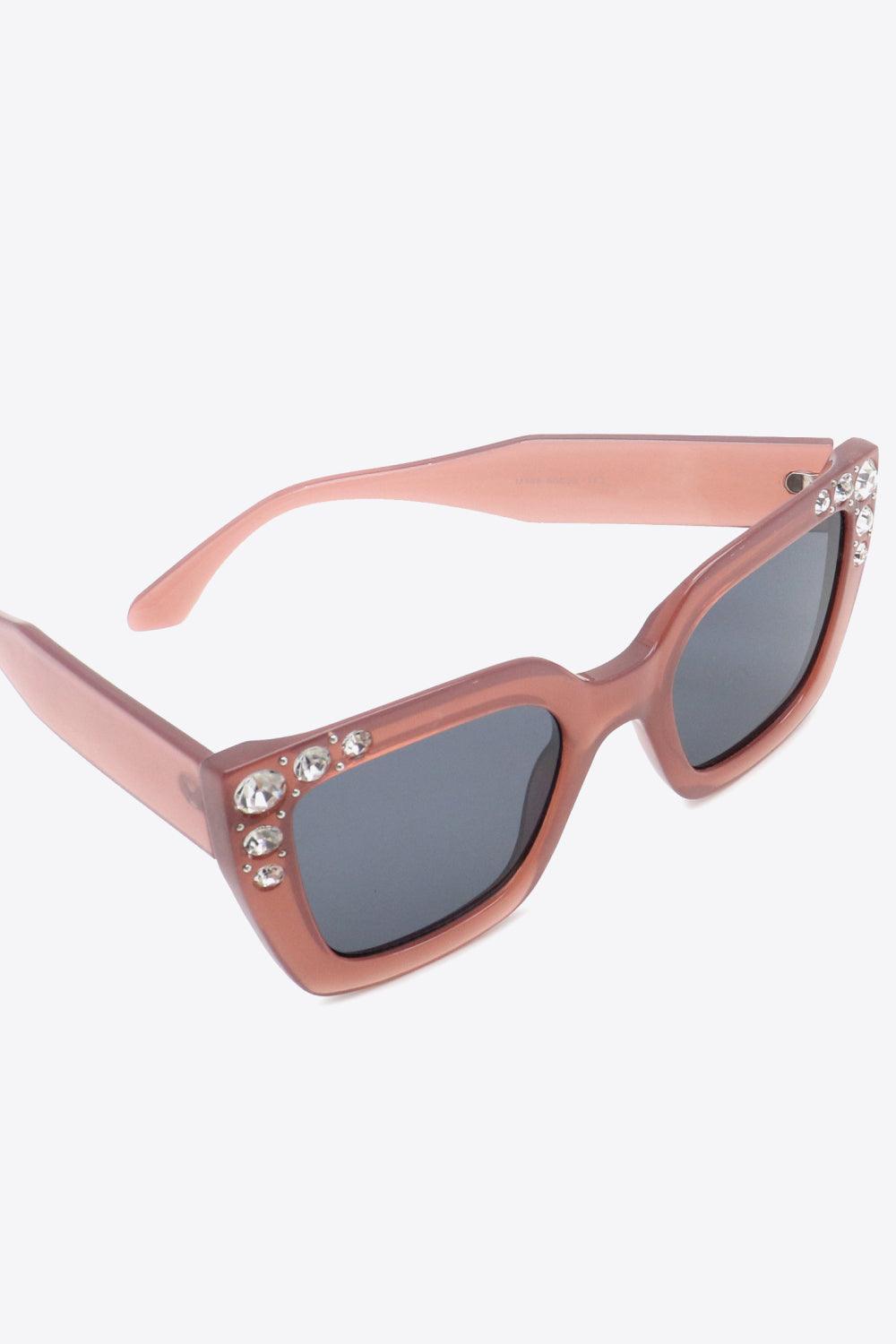 Inlaid Rhinestone Polycarbonate Sunglasses - Olive Ave