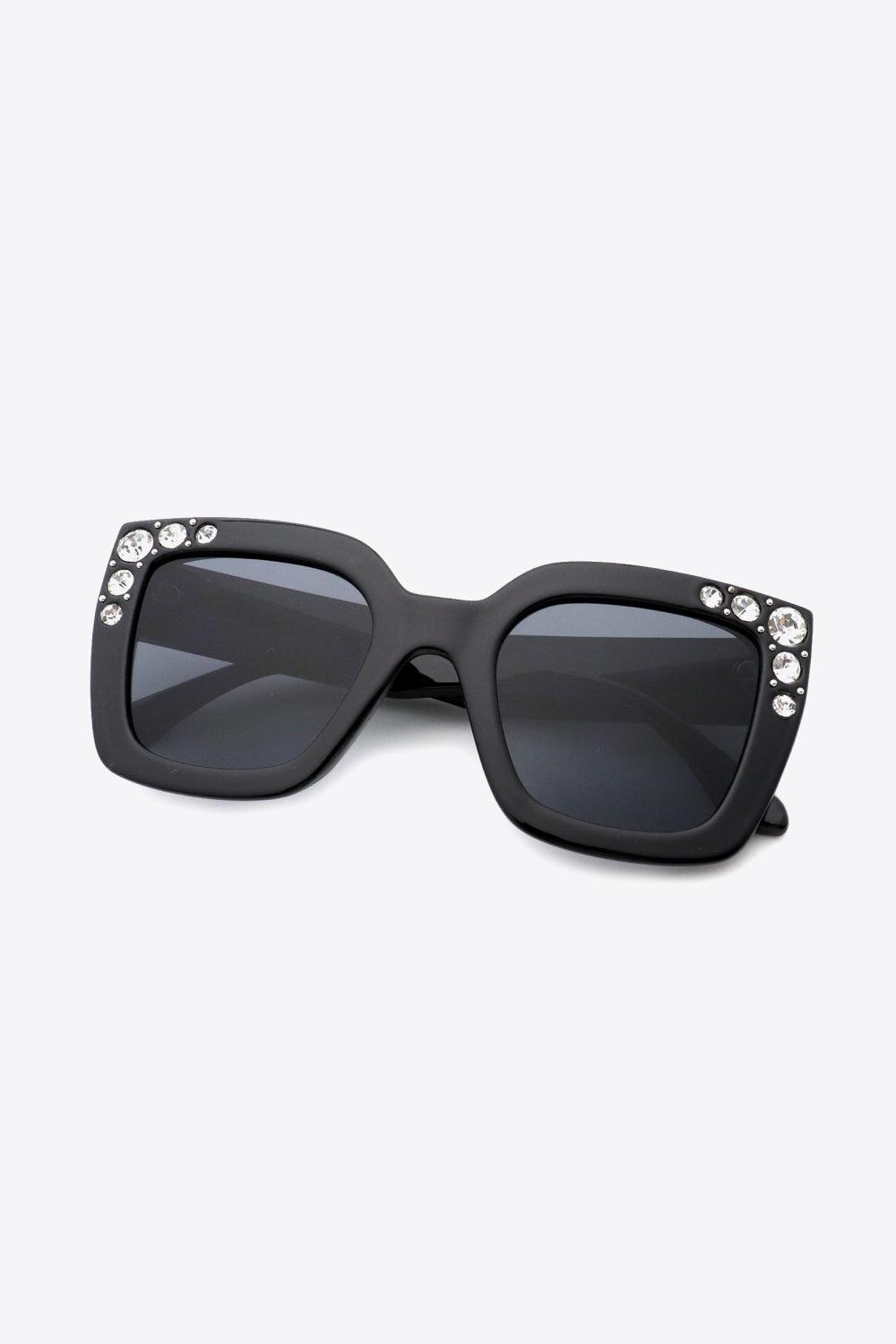 Inlaid Rhinestone Polycarbonate Sunglasses - Olive Ave