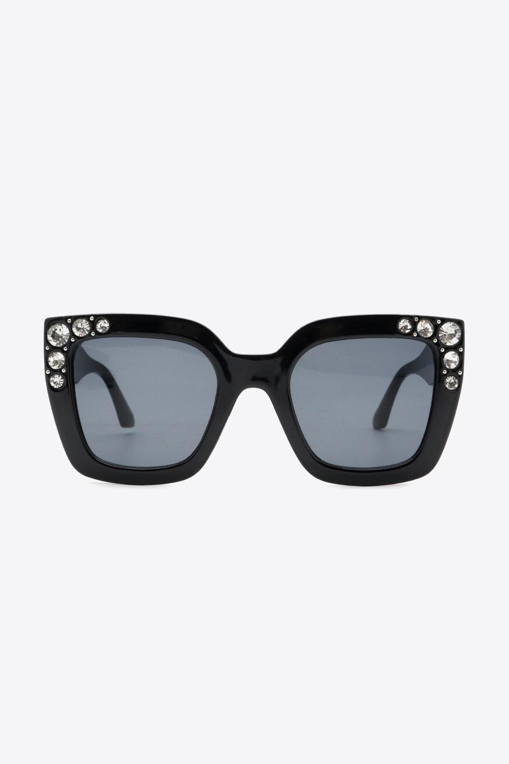 Inlaid Rhinestone Polycarbonate Sunglasses - Olive Ave