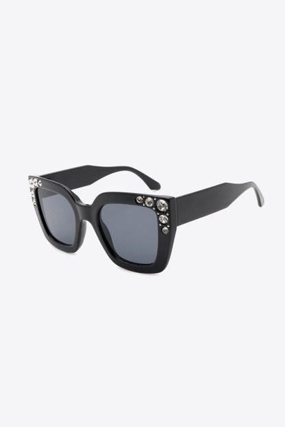 Inlaid Rhinestone Polycarbonate Sunglasses - Olive Ave