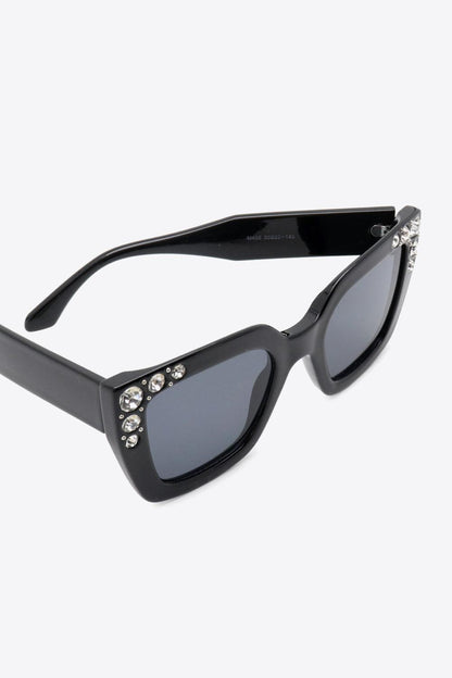 Inlaid Rhinestone Polycarbonate Sunglasses - Olive Ave