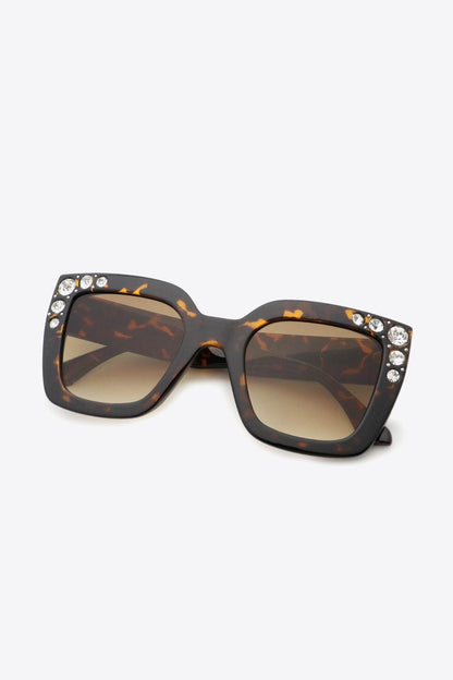 Inlaid Rhinestone Polycarbonate Sunglasses - Olive Ave