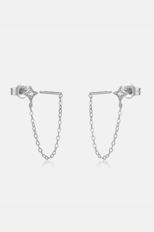 Inlaid Zircon Long Chain Stud Earrings - Olive Ave