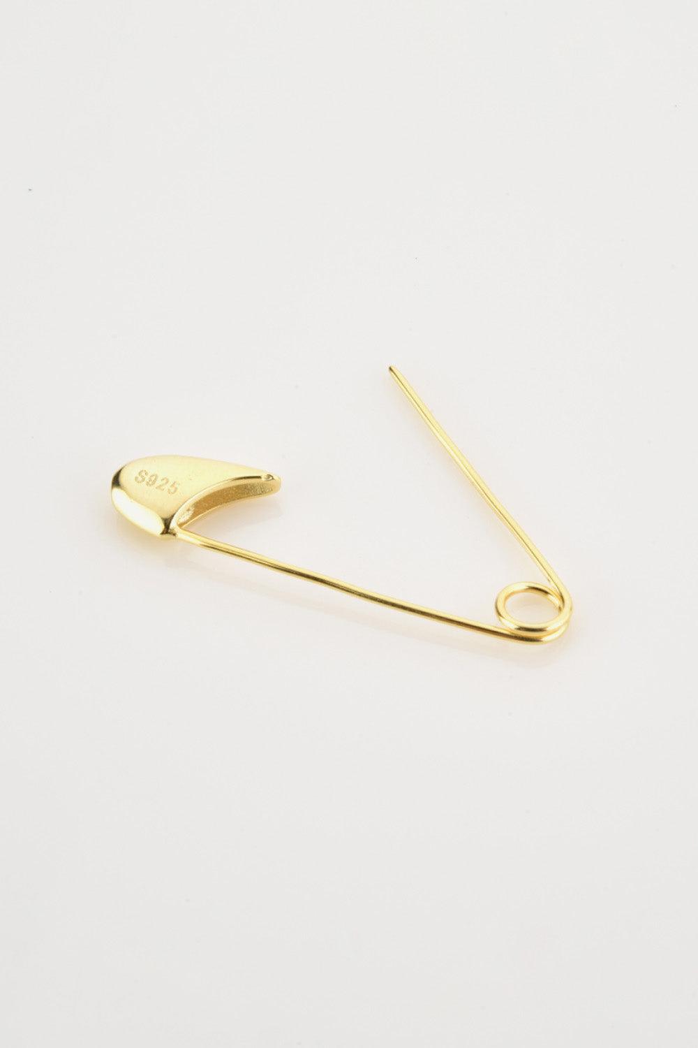 Inlaid Zircon Single Safety Pin Earring - Olive Ave