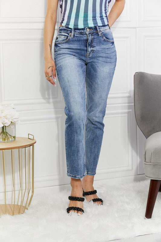 Kancan Full Size High Rise Slim Straight Jeans - Olive Ave