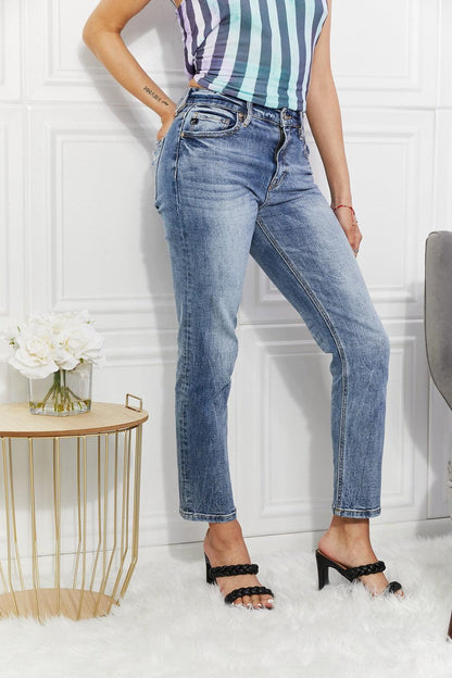 Kancan Full Size High Rise Slim Straight Jeans - Olive Ave