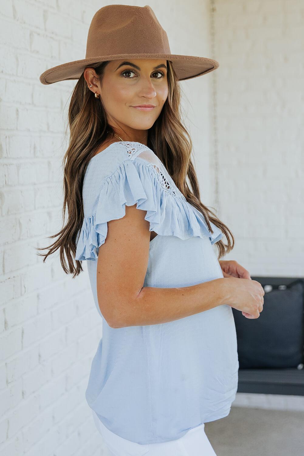 Lace Ruffled Short Sleeve T-Shirt - Olive Ave