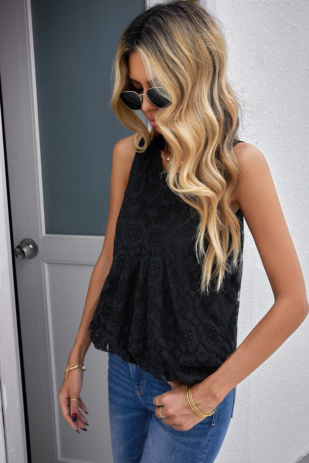 Lace Sleeveless Top - Olive Ave