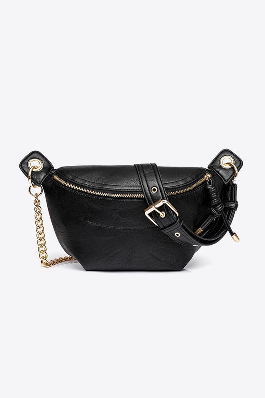 Leather Chain Strap Crossbody Bag - Olive Ave