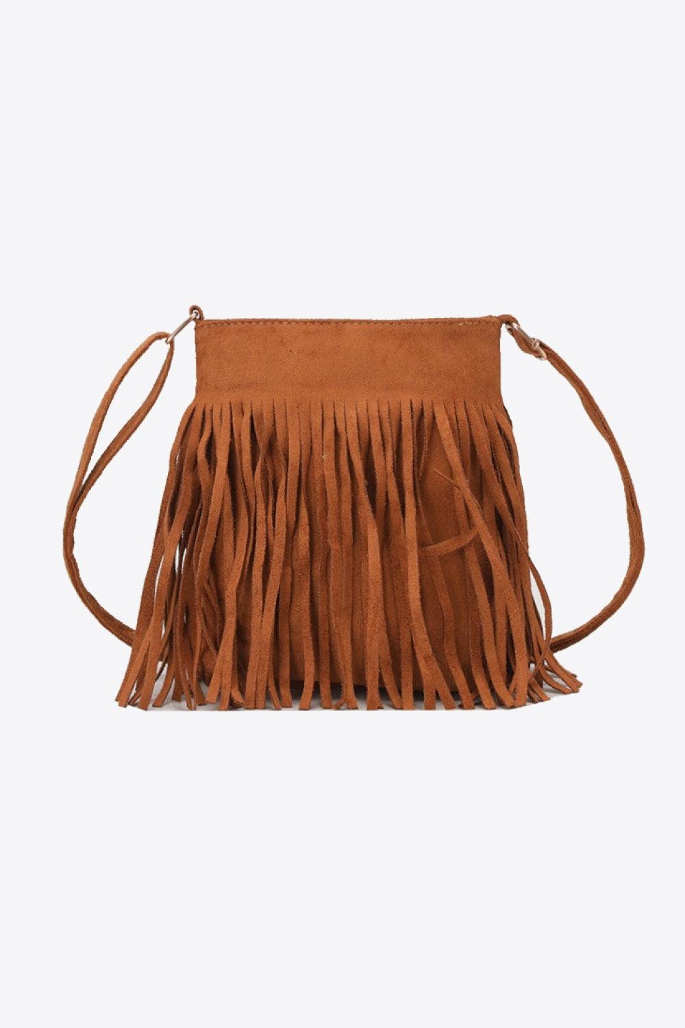 Leather Crossbody Bag with Fringe - Olive Ave