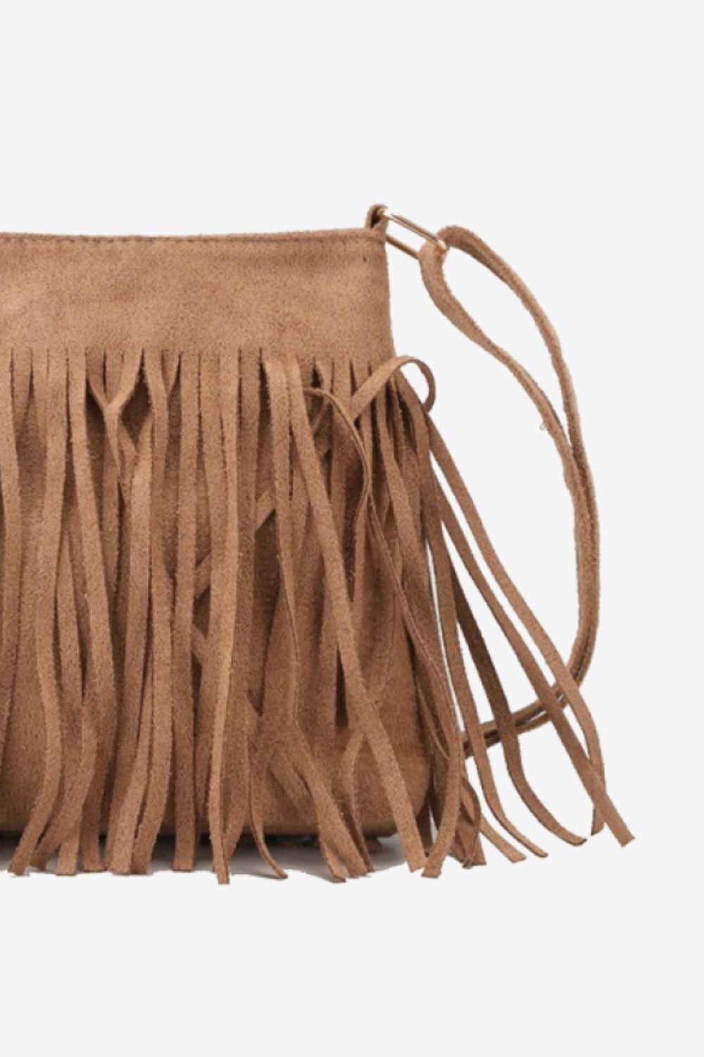 Leather Crossbody Bag with Fringe - Olive Ave